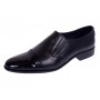 Pantofi barbati negri din piele naturala fara siret cu varf lacuit 818MODN